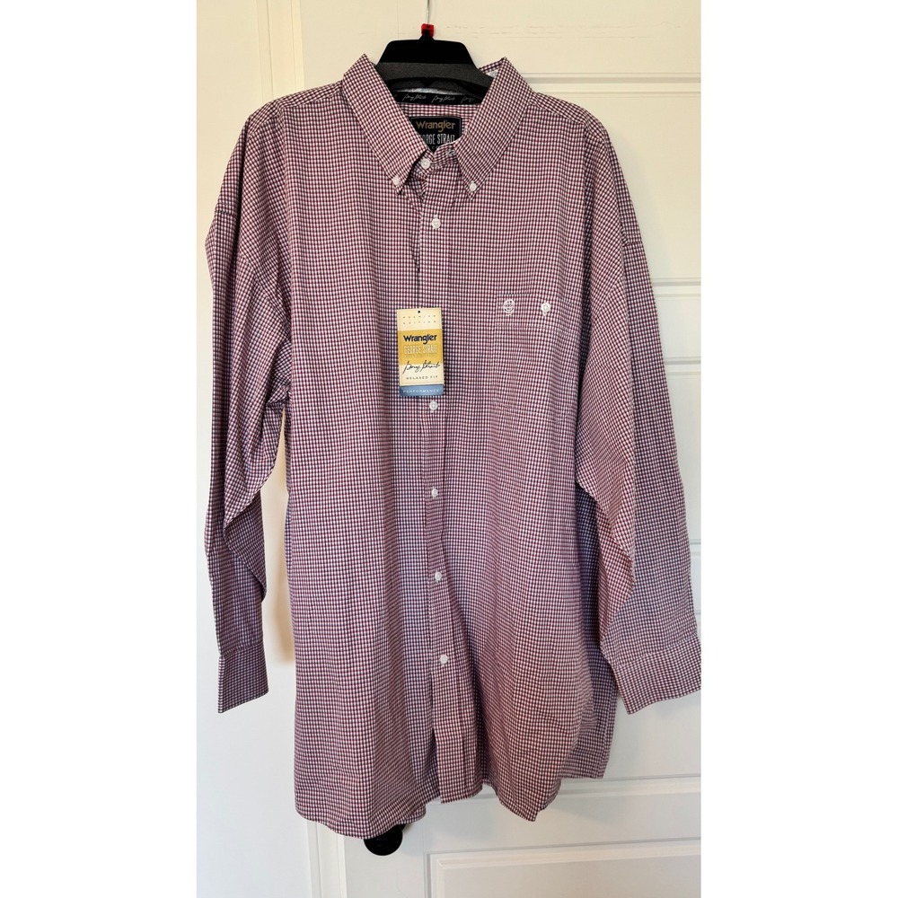 Wrangler George Strait Collection Men's Relaxed Fit Long Sleeve Gingham Shirt 4X